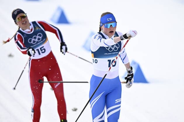 LKS 20260210 Johanna Matintalo (R) of Finland competes during the women s Sprint Classic Quarter Finals at the Milano Cortina Winter Olympics at the Tesero Cross Country Skiing Stadium on February 10, 2026. - RONI REKOMAA Tesero Italy bWvcycFH1Ss  Copyright: xRonixRekomaax bWvcycFH1Ss