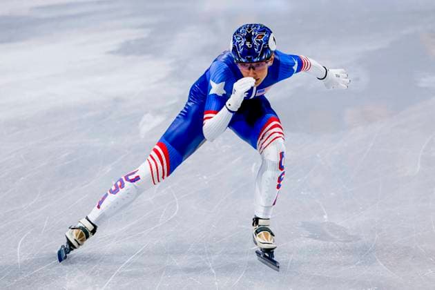 Kristen Santos-Griswold of United States of America Mixed Team Relay Quarterfinals, Milano Cortina 2026 Winter Olympics: Day 4, Short Track Speed skating, Eisschnelllauf - Milano Cortina 2026 Winter Olympics: Day 4, Milano Speed Skating Stadium, February 10, 2026, Milan, Italy.