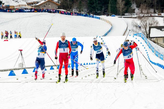 Winter Olympics in Milan Cortina 2026 Val di Fiemme, Italy 20260210. Jules Chappaz from France, Johannes Hoesflot Klaebo from Norway, Elia Barp from Italy, Johan Häggström from Sweden and Erik Valnes from Norway during the cross-country sprint finals at the Tesero stadium during the Winter Olympics in Milano Cortina 2026. Photo: Lise Aaserud NTB Val di Fiemme Italy EDITORIAL USE ONLY. RESTRICTED USE FOR BETTING COMPANIES Ref:_SPOcvOsYXoNtAw.jpg *** Winter Olympics in Milan Cortina 2026 Val di Fiemme, Italy 20260210 Jules Chappaz from France, Johannes Hoesflot Klaebo from Norway, Elia Barp from Italy, Johan Häggström from Sweden and Erik Valnes from Norway during the cross country sprint finals at the Tesero stadium during the Winter Olympics in Milano Cortina 2026 Photo Lise Aaserud NTB Val di Fiemme Italy EDITORIAL USE ONLY RESTRICTED USE FOR BETTING COMPANIES  Copyright: xLisexAserudx xNTBx