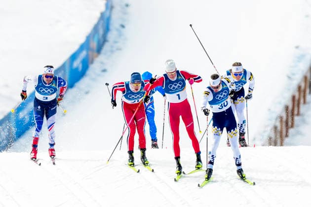 Winter Olympics in Milan Cortina 2026 Val di Fiemme, Italy 20260210. Jules Chappaz from France, Erik Valnes from Norway, Johannes Hoesflot Klaebo from Norway Johan Häggström from Sweden and Edvin Anger from Sweden during the cross-country sprint finals at Tesero stadium during the Winter Olympics in Milano Cortina 2026. Photo: Lise Aaserud NTB Val di Fiemme Italy EDITORIAL USE ONLY. RESTRICTED USE FOR BETTING COMPANIES Ref:_SPOlnYDJcgo4B4.jpg  Copyright: xLisexAserudx xNTBx