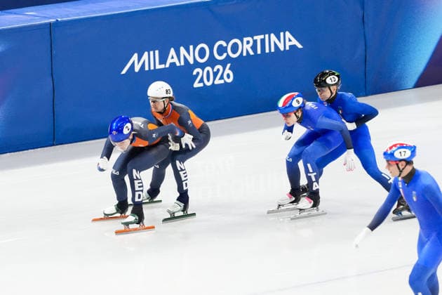 2026-02-10 - Milano Cortina 2026 Winter Olympics MILAN, ITALY - FEBRUARY 10: Xandra Velzeboer of Netherlands, Selma Poutsma of Netherlands, Elisa Confortola of Italy, Arianna Fontana of Italy performing on the Mixed Team Relay - Quarterfinals during the Milano Cortina 2026 Winter Olympics at the Milano Ice Skating Arena on February 10, 2026 in Milan, Italy Milan Milano Ice Skating Arena Italy Content not available for redistribution in The Netherlands directly or indirectly through any third parties. Copyright: xAndrexWeeningx