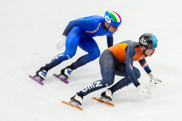 2026-02-10 - Milano Cortina 2026 Winter Olympics MILAN, ITALY - FEBRUARY 10: Melle van t Wout of Netherlands, Luca Spechenhauser of Italy performing on the Mixed Team Relay - Quarterfinals during the Milano Cortina 2026 Winter Olympics at the Milano Ice Skating Arena on February 10, 2026 in Milan, Italy Milan Milano Ice Skating Arena Italy Content not available for redistribution in The Netherlands directly or indirectly through any third parties. Copyright: xAndrexWeeningx