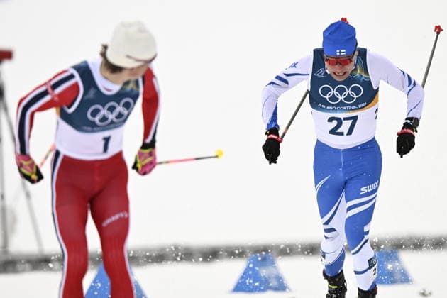 LKS 20260210 Lauri Vuorinen (R) of Finland competes during the men s Sprint Classic Semi Finals at the Milano Cortina Winter Olympics at the Tesero Cross Country Skiing Stadium on February 10, 2026. - RONI REKOMAA Tesero Italy k8CeBZQ5YH8  Copyright: xRonixRekomaax k8CeBZQ5YH8
