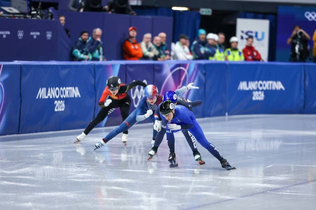 Team Italia during the Olympic Winter Milano-Cortina 2026 Shirt Track Speed skating, Eisschnelllauf Team Relay on February 10, 2026 at Milano Ice Skating Arena in Milan, Italy  Copyright: xFabrizioxCarabelli IPAxSportx xipa-agency.netx xx IPA_71219583 IPA_Agency_IPA71219583