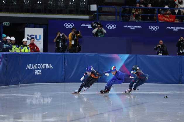 Team Italia during the Olympic Winter Milano-Cortina 2026 Shirt Track Speed skating, Eisschnelllauf Team Relay on February 10, 2026 at Milano Ice Skating Arena in Milan, Italy  Copyright: xFabrizioxCarabelli IPAxSportx xipa-agency.netx xx IPA_71219585 IPA_Agency_IPA71219585