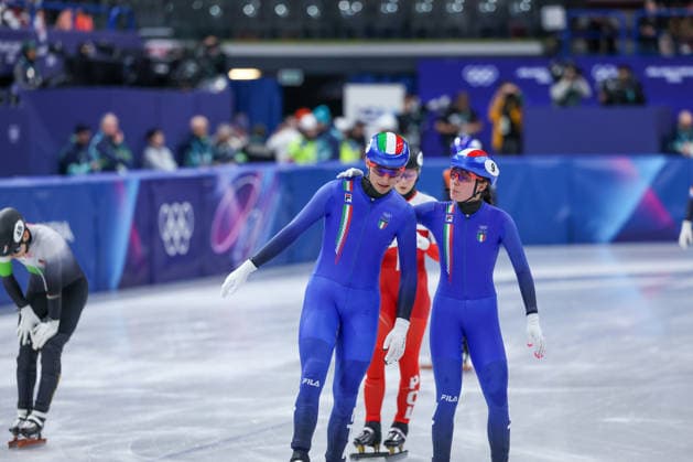 Team Italia during the Olympic Winter Milano-Cortina 2026 Shirt Track Speed skating, Eisschnelllauf Team Relay on February 10, 2026 at Milano Ice Skating Arena in Milan, Italy  Copyright: xFabrizioxCarabelli IPAxSportx xipa-agency.netx xx IPA_71219588 IPA_Agency_IPA71219588