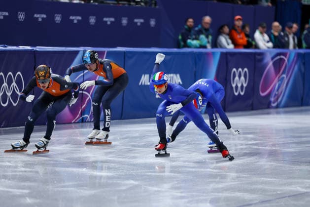 Team Italia during the Olympic Winter Milano-Cortina 2026 Shirt Track Speed skating, Eisschnelllauf Team Relay on February 10, 2026 at Milano Ice Skating Arena in Milan, Italy  Copyright: xFabrizioxCarabelli IPAxSportx xipa-agency.netx xx IPA_71219590 IPA_Agency_IPA71219590