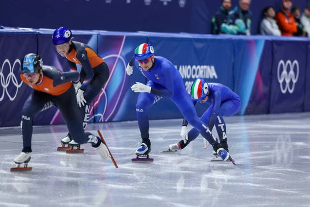Team Italia during the Olympic Winter Milano-Cortina 2026 Shirt Track Speed skating, Eisschnelllauf Team Relay on February 10, 2026 at Milano Ice Skating Arena in Milan, Italy  Copyright: xFabrizioxCarabelli IPAxSportx xipa-agency.netx xx IPA_71219594 IPA_Agency_IPA71219594