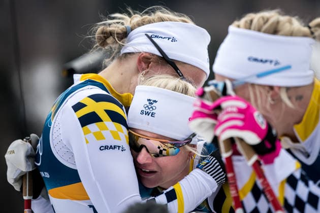 260210 Maja Dahlqvist , Linn Svahn and Jonna Sundling of Sweden celebrate after women s classic technique cross-country skiing sprint final during day 4 of the 2026 Winter Olympics on February 10, 2026 in Val di Fiemme. Photo: Maxim Thore BILDBYRAN kod MT MT0970 skidor cross-country skiing langrenn Olympic Games, Olympische Spiele, Olympia, OS olympics winter olympics os ol olympiska spel vinter-os olympiske leker milano cortina 2026 milan cortina 2026 milano cortina 2026 olympic games milano cortina 2026 winter olympic games milano cortina-os milano cortina-ol vinter-ol 4 bbeng sprint jubel sverige os-guld guld gold *** 260210 Maja Dahlqvist , Linn Svahn and Jonna Sundling of Sweden celebrate after women s classic technique cross country skiing sprint final during day 4 of the 2026 Winter Olympics on February 10, 2026 in Val di Fiemme Photo Maxim Thore BILDBYRAN kod MT MT0970 skidor cross country skiing langrenn olympic games olympics winter olympics os ol olympiska spel vinter os olympiske leker milano cortina 2026 milan cortina 2026 milano cortina 2026 olympic games milano cortina 2026 winter olympic games milano cortina os milano cortina ol vinter ol 4 bbeng sprint jubel sverige os guld guld gold  Copyright: MAXIMxTHORE BB260210MT147