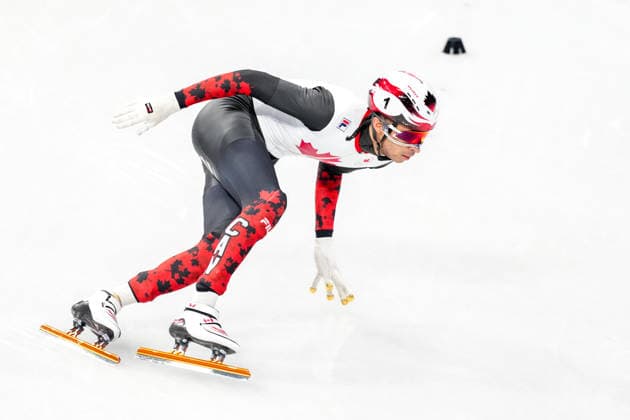 2026-02-10 - Milano Cortina 2026 Winter Olympics MILAN, ITALY - FEBRUARY 10: William Dandjinou of Canada performing on the Mixed Team Relay - Semifinals during the Milano Cortina 2026 Winter Olympics at the Milano Ice Skating Arena on February 10, 2026 in Milan, Italy Milan Milano Ice Skating Arena Italy Content not available for redistribution in The Netherlands directly or indirectly through any third parties. Copyright: xAndrexWeeningx