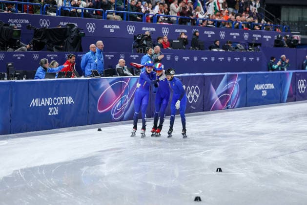 GIOCHI OLIMPICI - Olimpiadi Invernali Milano-Cortina 2026 - Short Track Speed skating, Eisschnelllauf Mixed Team Relay Finals Team Italia during the Olympic Winter Milano-Cortina 2026 Shirt Track Speed Skating Team Relay on February 10, 2026 at Milano Ice Skating Arena in Milan, Italy Cortina D Ampezzo Italy  Copyright: xIPAxSport ABACAx