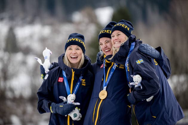 260210 Jonna Sundling of Sweden, Linn Svahn and Maja Dahlqvist of Sweden celebrate on the podium after women s classic technique cross-country skiing sprint final during day 4 of the 2026 Winter Olympics on February 10, 2026 in Val di Fiemme. Photo: Joel Marklund BILDBYRAN kod JM MT0969 skidor cross-country skiing langrenn Olympic Games, Olympische Spiele, Olympia, OS olympics winter olympics os ol olympiska spel vinter-os olympiske leker milano cortina 2026 milan cortina 2026 milano cortina 2026 olympic games milano cortina 2026 winter olympic games milano cortina-os milano cortina-ol vinter-ol 4 bbeng sprint sverige jubel *** 260210 Jonna Sundling of Sweden, Linn Svahn and Maja Dahlqvist of Sweden celebrate on the podium after women s classic technique cross country skiing sprint final during day 4 of the 2026 Winter Olympics on February 10, 2026 in Val di Fiemme Photo Joel Marklund BILDBYRAN kod JM MT0969 ski cross country skiing cross country olympic games olympics winter olympics os ol olympiska spel vinter os olympiske leker milano cortina 2026 milan cortina 2026 milano cortina 2026 olympic games milano cortina 2026 winter olympic games milano cortina os milano cortina ol vinter ol 4 bbeng sprint sverige jubel  Copyright: JOELxMARKLUND BB260210JM143