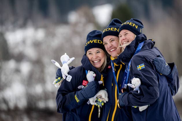 260210 Jonna Sundling of Sweden, Linn Svahn and Maja Dahlqvist of Sweden celebrate on the podium after women s classic technique cross-country skiing sprint final during day 4 of the 2026 Winter Olympics on February 10, 2026 in Val di Fiemme. Photo: Joel Marklund BILDBYRAN kod JM MT0969 skidor cross-country skiing langrenn Olympic Games, Olympische Spiele, Olympia, OS olympics winter olympics os ol olympiska spel vinter-os olympiske leker milano cortina 2026 milan cortina 2026 milano cortina 2026 olympic games milano cortina 2026 winter olympic games milano cortina-os milano cortina-ol vinter-ol 4 bbeng sprint sverige jubel *** 260210 Jonna Sundling of Sweden, Linn Svahn and Maja Dahlqvist of Sweden celebrate on the podium after women s classic technique cross country skiing sprint final during day 4 of the 2026 Winter Olympics on February 10, 2026 in Val di Fiemme Photo Joel Marklund BILDBYRAN kod JM MT0969 ski cross country skiing cross country olympic games olympics winter olympics os ol olympiska spel vinter os olympiske leker milano cortina 2026 milan cortina 2026 milano cortina 2026 olympic games milano cortina 2026 winter olympic games milano cortina os milano cortina ol vinter ol 4 bbeng sprint sverige jubel  Copyright: JOELxMARKLUND BB260210JM144