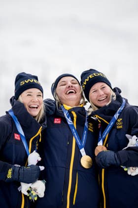 260210 Jonna Sundling of Sweden, Linn Svahn and Maja Dahlqvist of Sweden celebrate on the podium after women s classic technique cross-country skiing sprint final during day 4 of the 2026 Winter Olympics on February 10, 2026 in Val di Fiemme. Photo: Maxim Thore BILDBYRAN kod MT MT0969 skidor cross-country skiing langrenn Olympic Games, Olympische Spiele, Olympia, OS olympics winter olympics os ol olympiska spel vinter-os olympiske leker milano cortina 2026 milan cortina 2026 milano cortina 2026 olympic games milano cortina 2026 winter olympic games milano cortina-os milano cortina-ol vinter-ol 4 bbeng sprint sverige jubel *** 260210 Jonna Sundling of Sweden, Linn Svahn and Maja Dahlqvist of Sweden celebrate on the podium after women s classic technique cross country skiing sprint final during day 4 of the 2026 Winter Olympics on February 10, 2026 in Val di Fiemme Photo Maxim Thore BILDBYRAN kod MT MT0969 skidor cross country skiing langrenn olympic games olympics winter olympics os ol olympiska spel vinter os olympiske leker milano cortina 2026 milan cortina 2026 milano cortina 2026 olympic games milano cortina 2026 winter olympic games milano cortina os milano cortina ol vinter ol 4 bbeng sprint sverige jubel  Copyright: MAXIMxTHORE BB260210MT173