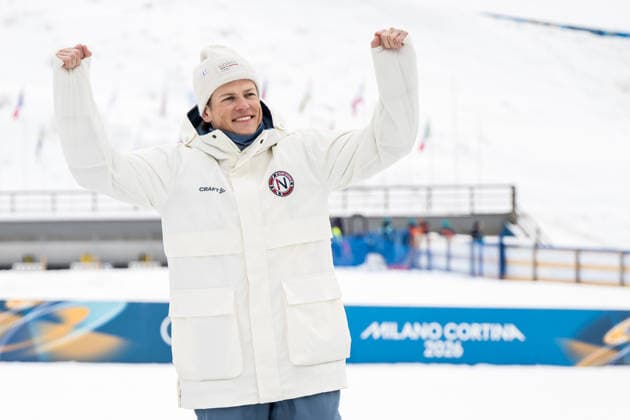 260210 Johannes Hosflot Klaebo of Norway celebrates on the podium after men s classic technique cross-country skiing sprint final during day 4 of the 2026 Winter Olympics on February 10, 2026 in Val di Fiemme. Photo: Maxim Thore BILDBYRAN kod MT MT0970 skidor cross-country skiing langrenn Olympic Games, Olympische Spiele, Olympia, OS olympics winter olympics os ol olympiska spel vinter-os olympiske leker milano cortina 2026 milan cortina 2026 milano cortina 2026 olympic games milano cortina 2026 winter olympic games milano cortina-os milano cortina-ol vinter-ol 4 bbeng sprint jubel norge *** 260210 Johannes Hosflot Klaebo of Norway celebrates on the podium after men s classic technique cross country skiing sprint final during day 4 of the 2026 Winter Olympics on February 10, 2026 in Val di Fiemme Photo Maxim Thore BILDBYRAN kod MT MT0970 skidor cross country skiing langrenn olympic games olympics winter olympics os ol olympiska spel vinter os olympiske leker milano cortina 2026 milan cortina 2026 milano cortina 2026 olympic games milano cortina 2026 winter olympic games milano cortina os milano cortina ol vinter ol 4 bbeng sprint jubel norge  Copyright: MAXIMxTHORE BB260210MT179