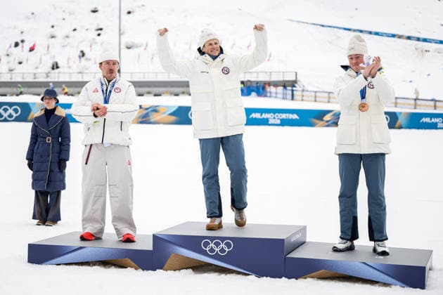 260210 Johannes Hosflot Klaebo of Norway celebrates on the podium after men s classic technique cross-country skiing sprint final during day 4 of the 2026 Winter Olympics on February 10, 2026 in Val di Fiemme. Photo: Maxim Thore BILDBYRAN kod MT MT0970 skidor cross-country skiing langrenn Olympic Games, Olympische Spiele, Olympia, OS olympics winter olympics os ol olympiska spel vinter-os olympiske leker milano cortina 2026 milan cortina 2026 milano cortina 2026 olympic games milano cortina 2026 winter olympic games milano cortina-os milano cortina-ol vinter-ol 4 bbeng sprint jubel norge *** 260210 Johannes Hosflot Klaebo of Norway celebrates on the podium after men s classic technique cross country skiing sprint final during day 4 of the 2026 Winter Olympics on February 10, 2026 in Val di Fiemme Photo Maxim Thore BILDBYRAN kod MT MT0970 skidor cross country skiing langrenn olympic games olympics winter olympics os ol olympiska spel vinter os olympiske leker milano cortina 2026 milan cortina 2026 milano cortina 2026 olympic games milano cortina 2026 winter olympic games milano cortina os milano cortina ol vinter ol 4 bbeng sprint jubel norge  Copyright: MAXIMxTHORE BB260210MT180
