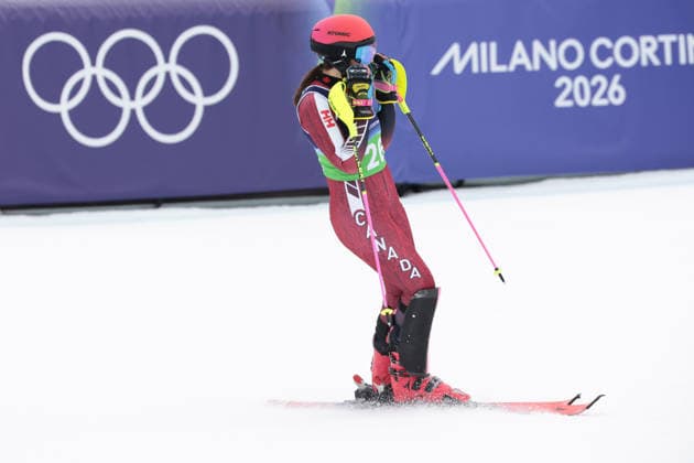 Ali Nullmeyer (CAN) during the Olympic Winter games, Winterspiele,Spiele, Summer games Milano-Cortina 2026, Alpine Skiing Women s Team Combined Slalom on February 10, 2026 at Tofane Alpine Skiing Centre in Cortina D Ampezzo, Italy  Copyright: xLucianoxMariaxBisi IPAxSportx xipa-agency.netx xx IPA_71221939 IPA_Agency_IPA71221939