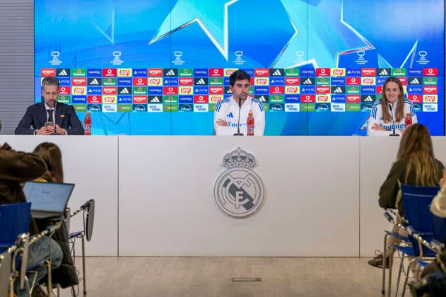 February 10, 2026, Madrid, Madrid, Spain: PAU MARC QUESADA heach coach of Real Madrid Femenino CF speaks to the media during the UEFA Women s Nations League 2025 26 press conference, PK, Pressekonferenz held at the Valdebebas training ground on February 10, 2026, in Madrid, Spain. Madrid Spain - ZUMAc312 20260210_zsp_c312_001 Copyright: xOscarxManuelxSanchezx