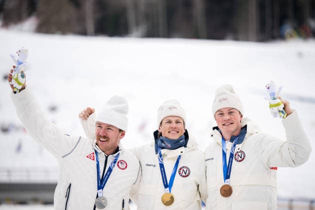 260210 Ben Ogden of United States, Johannes Hosflot Klaebo of Norway and Oskar Opstad Vike of Norway celebrate on the podium after men s classic technique cross-country skiing sprint final during day 4 of the 2026 Winter Olympics on February 10, 2026 in Val di Fiemme. Photo: Maxim Thore BILDBYRAN kod MT MT0970 skidor cross-country skiing langrenn Olympic Games, Olympische Spiele, Olympia, OS olympics winter olympics os ol olympiska spel vinter-os olympiske leker milano cortina 2026 milan cortina 2026 milano cortina 2026 olympic games milano cortina 2026 winter olympic games milano cortina-os milano cortina-ol vinter-ol 4 bbeng sprint jubel norge *** 260210 Ben Ogden of United States, Johannes Hosflot Klaebo of Norway and Oskar Opstad Vike of Norway celebrate on the podium after men s classic technique cross country skiing sprint final during day 4 of the 2026 Winter Olympics on February 10, 2026 in Val di Fiemme Photo Maxim Thore BILDBYRAN kod MT MT0970 skidor cross country skiing langrenn olympic games olympics winter olympics os ol olympiska spel vinter os olympiske leker milano cortina 2026 milan cortina 2026 milano cortina 2026 olympic games milano cortina 2026 winter olympic games milano cortina os milano cortina ol vinter ol 4 bbeng sprint jubel norge  Copyright: MAXIMxTHORE BB260210MT185