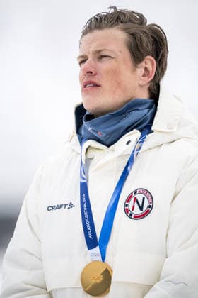 260210 Johannes Hosflot Klaebo of Norway celebrates on the podium after men s classic technique cross-country skiing sprint final during day 4 of the 2026 Winter Olympics on February 10, 2026 in Val di Fiemme. Photo: Maxim Thore BILDBYRAN kod MT MT0970 skidor cross-country skiing langrenn Olympic Games, Olympische Spiele, Olympia, OS olympics winter olympics os ol olympiska spel vinter-os olympiske leker milano cortina 2026 milan cortina 2026 milano cortina 2026 olympic games milano cortina 2026 winter olympic games milano cortina-os milano cortina-ol vinter-ol 4 bbeng sprint jubel norge *** 260210 Johannes Hosflot Klaebo of Norway celebrates on the podium after men s classic technique cross country skiing sprint final during day 4 of the 2026 Winter Olympics on February 10, 2026 in Val di Fiemme Photo Maxim Thore BILDBYRAN kod MT MT0970 skidor cross country skiing langrenn olympic games olympics winter olympics os ol olympiska spel vinter os olympiske leker milano cortina 2026 milan cortina 2026 milano cortina 2026 olympic games milano cortina 2026 winter olympic games milano cortina os milano cortina ol vinter ol 4 bbeng sprint jubel norge  Copyright: MAXIMxTHORE BB260210MT189
