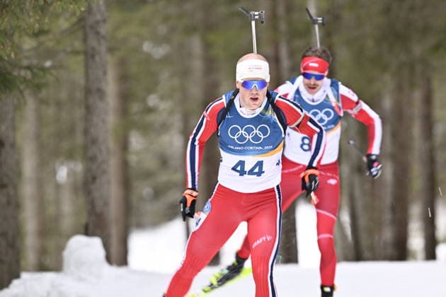 ANTERSELVA, ITALY 20260210 Norway s Johannes Dale-Skjevdal and Switzerland s Niklas Hartweg during the men s 20 km biathlon distance race at the Winter Olympics in Milano Cortina in Anterselva, Italy. *** The image is included in the SPORTS PACKAGE. For others PAID IMAGE *** ANTERSELVA ITALY x10050x *** ANTERSELVA, ITALY 20260210 Norway s Johannes Dale Skjevdal and Switzerland s Niklas Hartweg during the men s 20 km biathlon distance race at the Winter Olympics in Milano Cortina in Anterselva, Italy The image is included in the SPORTS PACKAGE For others PAID IMAGE ANTERSELVA ITALY x10050x  Copyright: xPontusxLundahl TTx 2026 OLYMPICS BIATHING DISTANCE