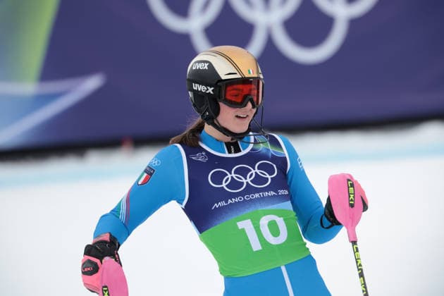 Anna Trocker (ITA) during the Olympic Winter games, Winterspiele,Spiele, Summer games Milano-Cortina 2026, Alpine Skiing Women s Team Combined Slalom on February 10, 2026 at Tofane Alpine Skiing Centre in Cortina D Ampezzo, Italy  Copyright: xLucianoxMariaxBisi IPAxSportx xipa-agency.netx xx IPA_71222558 IPA_Agency_IPA71222558
