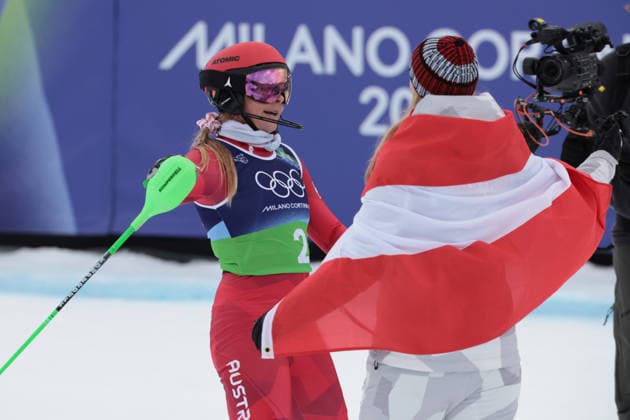 Katharina Gallhuber (AUT) during the Olympic Winter games, Winterspiele,Spiele, Summer games Milano-Cortina 2026, Alpine Skiing Women s Team Combined Slalom on February 10, 2026 at Tofane Alpine Skiing Centre in Cortina D Ampezzo, Italy  Copyright: xLucianoxMariaxBisi IPAxSportx xipa-agency.netx xx IPA_71222671 IPA_Agency_IPA71222671