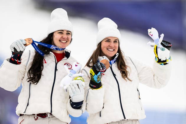 260210 Katharina Huber and Ariane Raedler of Austria, Jacqueline Wiles and Paula Moltzan of United States celebrate after competing in women s team combined alpine skiing during day 4 of the 2026 Winter Olympics on February 10, 2026 in Cortina. Photo: Jon Olav Nesvold BILDBYRAN COP 217 JE0115 alpint alpine skiing Olympic Games, Olympische Spiele, Olympia, OS olympics winter olympics os ol olympiska spel vinter-os olympiske leker milano cortina 2026 milan cortina 2026 milano cortina 2026 olympic games milano cortina 2026 winter olympic games milano cortina-os milano cortina-ol vinter-ol 4 bbeng dam jubel österrike *** 260210 Katharina Huber and Ariane Raedler of Austria, Jacqueline Wiles and Paula Moltzan of United States celebrate after competing in women s team combined alpine skiing during day 4 of the 2026 Winter Olympics on February 10, 2026 in Cortina Photo Jon Olav Nesvold BILDBYRAN COP 217 JE0115 alpine alpine skiing olympic games olympics winter olympics os ol olympiska spel vinter os olympiske leker milano cortina 2026 milan cortina 2026 milano cortina 2026 olympic games milano cortina 2026 winter olympic games milano cortina os milano cortina ol vinter ol 4 bbeng dam jubel österrike  Copyright: JONxOLAVxNESVOLD BB260210JE080
