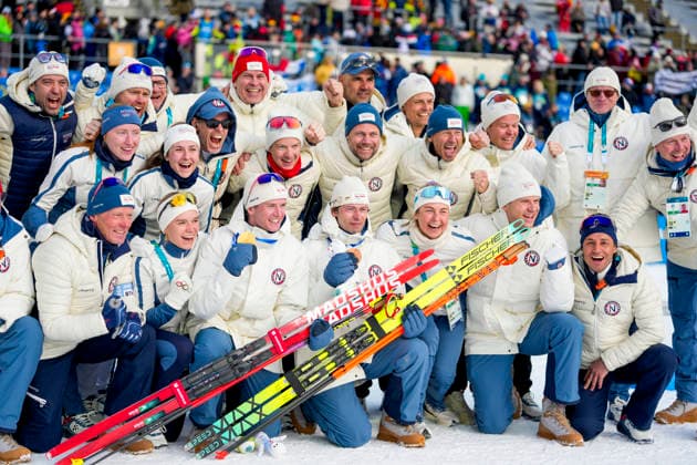 Winter Olympics in Milan Cortina 2026 Anterselva, Italy 20260210. Johan-Olav Botn and Sturla Holm Laegreid with the Norwegian team and teammates after the men s 20km biathlon in Anterselva during the Winter Olympics in Milano Cortina 2026. Photo: Heiko Junge NTB Anterselva Italy EDITORIAL USE ONLY. RESTRICTED USE FOR BETTING COMPANIES Ref:_SPOJwddGm3kAdg.jpg *** Winter Olympics in Milan Cortina 2026 Anterselva, Italy 20260210 Johan Olav Botn and Sturla Holm Laegreid with the Norwegian team and teammates after the men s 20km biathlon in Anterselva during the Winter Olympics in Milano Cortina 2026 Photo Heiko Junge NTB Anterselva Italy EDITORIAL USE ONLY RESTRICTED USE FOR BETTING COMPANIES  Copyright: xHeikoxJungex xNTBx