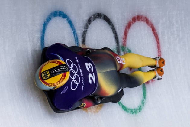 CORTINA, ITALY - FEBRUARY 10: Christopher Grotheer (Germany) during the Skeleton Men Official Training at the Milano Cortina 2026 Olympics at Cortina Sliding Centre on day 4 of the Milano Cortina 2026 Olympics on February 10, 2026 in Cortina, Italy. Editorial use only. Venezia Italy Copyright: xSteffiexWunderlx