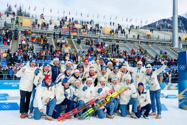 Winter Olympics in Milan Cortina 2026 Anterselva, Italy 20260210. Johan-Olav Botn and Sturla Holm Laegreid with the Norwegian team and teammates after the men s 20km biathlon in Anterselva during the Winter Olympics in Milano Cortina 2026. Photo: Heiko Junge NTB Anterselva Italy EDITORIAL USE ONLY. RESTRICTED USE FOR BETTING COMPANIES Ref:_SPOHE0xwwE_GcQ.jpg *** Winter Olympics in Milan Cortina 2026 Anterselva, Italy 20260210 Johan Olav Botn and Sturla Holm Laegreid with the Norwegian team and teammates after the men s 20km biathlon in Anterselva during the Winter Olympics in Milano Cortina 2026 Photo Heiko Junge NTB Anterselva Italy EDITORIAL USE ONLY RESTRICTED USE FOR BETTING COMPANIES  Copyright: xHeikoxJungex xNTBx