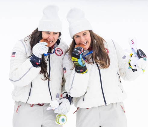 February 10, 2026, Cortina D ampezzo, Lombardy, Italy: Jaqueline Wiles, left, and Paula Moltzan of team USA2 won the bronze medal in the Womens Team Combined at Tofane Alpine Skiing Centre for the Milano Cortina 2026 Winter Olympics. Olympics 2026: Milano Cortina: Alpine Skiing: Women S  - ZUMAsc5_ 20260210_oly_sc5_013 Copyright: xErichxSchlegelx