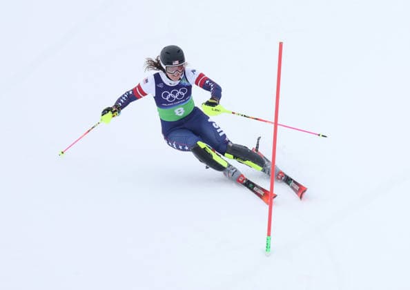 USA s Paula Moltzan skies in the slalom section in the Women s Team combined downhill race at the 2026 Winter Olympics in Cortina, Italy on Tuesday February 10, 2026. Austria won the gold, Germany won the silver and USA won the bronze.  OLY20260210670 HUGOxPHILPOTT