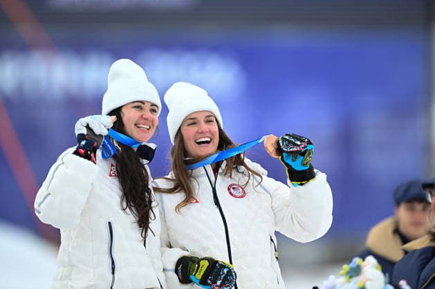 GIOCHI OLIMPICI - Olimpiadi Invernali Milano-Cortina 2026 - Alpine Skiing Women s Team Combined, Slalom Jacqueline Wiles Paula Moltzan from Stati Uniti d America during the Winter Olympic Games, Olympische Spiele, Olympia, OS Milano Cortina 2026, in Tofane Alpine Skiing Centre , on February 10 2026, in Cortina, Italy Cortina D Ampezzo Italy  Copyright: xIPAxSport ABACAx