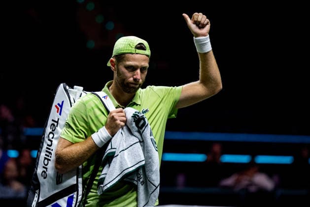 ROTTERDAM, NETHERLANDS - FEBRUARY 10:Hugo Grenier of France leaves the court after his Men s Singles First Round match against Jan-Lennard Struff of Germany during Day Two of the ABN AMRO Open at the Rotterdam Ahoy on February 10, 2026 in Rotterdam, Netherlands. (Photo by Rene Nijhuis) SPO  Copyright: xRenexNijhuis