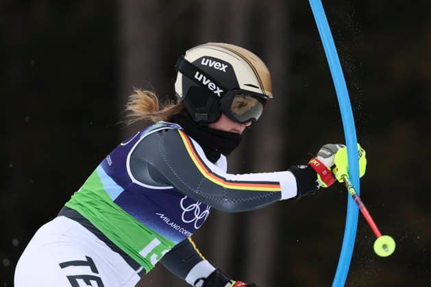 OLYMPICS - Winter Olympic Games, Olympische Spiele, Olympia, OS Milano Cortina 2026 CORTINA D AMPEZZO,ITALY,10.FEB.26 - OLYMPICS, ALPINE SKIING - Winter Olympic Games Milano Cortina 2026, team combined, slalom, women. Image shows Emma Aicher (GER).  GEPAxpictures xMaticxKlansek