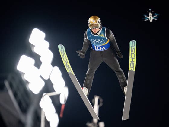 OLYMPICS - Winter Olympic Games, Olympische Spiele, Olympia, OS Milano Cortina 2026 VAL DI FIEMME,ITALY,10.FEB.26 - OLYMPICS, Ski jumping, Skispringen, Ski, nordisch - Winter Olympic Games Milano Cortina 2026, normal hill, mixed team. Image shows Stephan Embacher (AUT).  GEPAxpictures xOliverxLerch