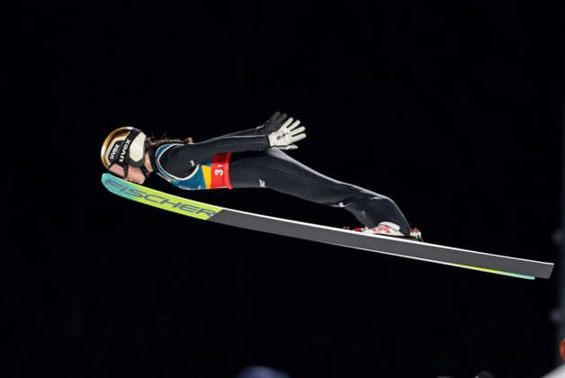 OLYMPICS - Winter Olympic Games, Olympische Spiele, Olympia, OS Milano Cortina 2026 PREDAZZO,ITALY,10.FEB.26 - OLYMPICS, Ski jumping, Skispringen, Ski, nordisch - Winter Olympic Games Milano Cortina 2026, normal hill, mixed team. Image shows Emma Chervet (FRA).  GEPAxpictures xMatthiasxTrinkl