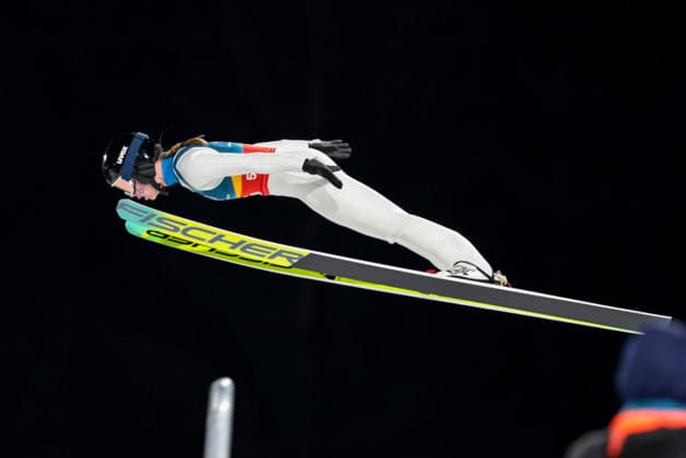 OLYMPICS - Winter Olympic Games, Olympische Spiele, Olympia, OS Milano Cortina 2026 PREDAZZO,ITALY,10.FEB.26 - OLYMPICS, Ski jumping, Skispringen, Ski, nordisch - Winter Olympic Games Milano Cortina 2026, normal hill, mixed team. Image shows Annika Belshaw (USA).  GEPAxpictures xMatthiasxTrinkl