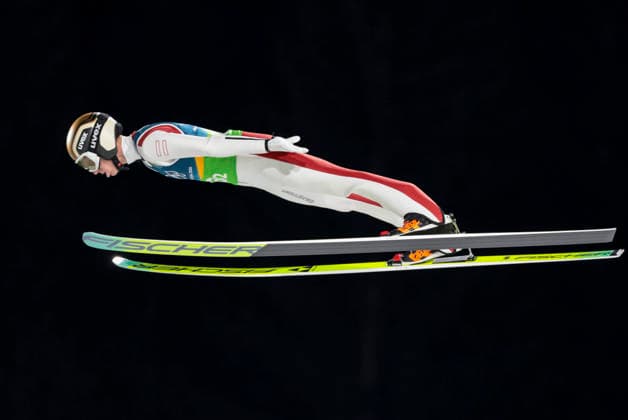 OLYMPICS - Winter Olympic Games, Olympische Spiele, Olympia, OS Milano Cortina 2026 PREDAZZO,ITALY,10.FEB.26 - OLYMPICS, Ski jumping, Skispringen, Ski, nordisch - Winter Olympic Games Milano Cortina 2026, normal hill, mixed team. Image shows Jan Hoerl (AUT).  GEPAxpictures xMatthiasxTrinkl