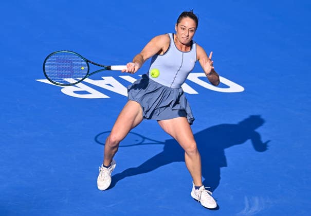 February 10, 2026, Doha, Qatar: Elisabetta Cocciaretto of Italy plays against Coco Gauff of the United States (Not seen) during their round of 32 match at the WTA, Tennis Damen Qatar TotalEnergies Open 2026 tennis tournament at the Khalifa International Tennis Complex. Elisabetta Cocciaretto won against Coco Gauff 6-4,6-2 WTA Qatar TotalEnergies Open 2026-Round Of 32 In Doha, Qatar - 10 Feb 2026  - ZUMAs197 20260210_aaa_s197_092 Copyright: xNoushadxVariyattiyakkalx