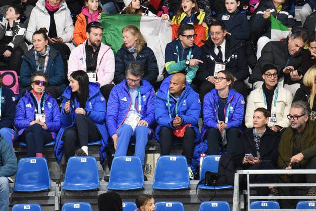 Winter Olympics - Princess Royal At Cortina Curling Olympic Stadium Princess Anne Royal and Sir Timothy Laurence with Eve Muirhead, Team GB s Chef de Mission and Katherine Grainger (second left), watching the Curling Mixed Doubles Bronze Medal Game between Great Britain and Italy at the Cortina Curling Olympic Stadium, on day four of the Milano Cortina 2026 Winter Olympics in Cortina, Italy on February 10, 2026. Photo by Francesca Vieceli IPA ABACAPRESS.COM Cortina d Ampezzo Belluno Italy  Copyright: xIPA ABACAx