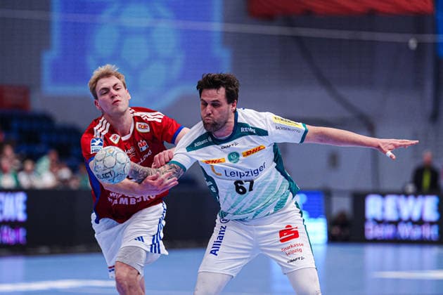 Einar Olafsson (Handball Verein Hamburg, 23), Dean Bombac (SC DHfK Leipzig, 67) GER, Handball Sport Verein Hamburg vs. SC DHfK Leipzig, Handball, 1. Bundesliga, Spieltag 20, Saison 2025 2026, 10.02.2026 GER, Handball Sport Verein Hamburg vs. SC DHfK Leipzig, Handball, 1. Bundesliga, Spieltag 20, Saison 2025 2026, 10.02.2026 Hamburg Copyright: xEibner-Pressefoto MarcelxvonxFehrnx EP_MFN