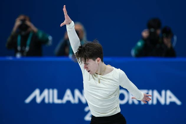 ITALY, MILAN - FEBRUARY 10, 2026: Maxim Naumov of the United States performs his short programme in the men s single skating event during the 2026 Winter Olympic Games, Olympische Spiele, Olympia, OS at the Milano Ice Skating Arena. Mikhail Tereshchenko TASS  88496220