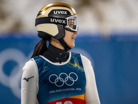 OLYMPICS - Winter Olympic Games, Olympische Spiele, Olympia, OS Milano Cortina 2026 VAL DI FIEMME,ITALY,10.FEB.26 - OLYMPICS, Ski jumping, Skispringen, Ski, nordisch - Winter Olympic Games Milano Cortina 2026, normal hill, mixed team. Image shows Nozomi Maruyama (JPN).  GEPAxpictures xOliverxLerch