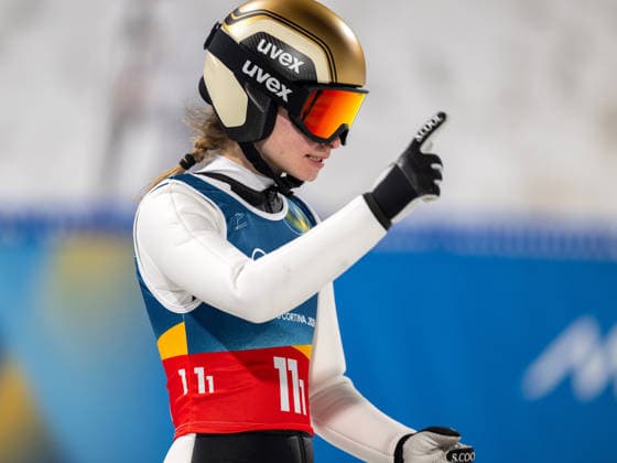 OLYMPICS - Winter Olympic Games, Olympische Spiele, Olympia, OS Milano Cortina 2026 VAL DI FIEMME,ITALY,10.FEB.26 - OLYMPICS, Ski jumping, Skispringen, Ski, nordisch - Winter Olympic Games Milano Cortina 2026, normal hill, mixed team. Image shows Nika Vodan (SLO).  GEPAxpictures xOliverxLerch