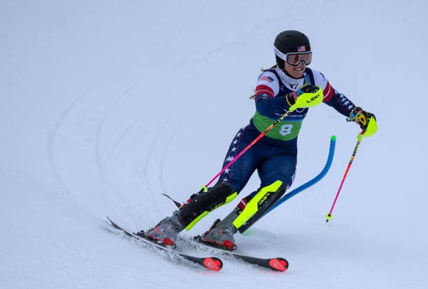 (260210) -- CORTINA D AMPEZZO, Feb. 10, 2026 -- Paula Moltzan of the United States competes during the slalom of the alpine skiing women s team combined at the Milan-Cortina 2026 Olympic Winter games, Winterspiele,Spiele, Summer games in Cortina, Italy, Feb. 10, 2026. ) (MICO2026)ITALY-CORTINA D AMPEZZO-OLYMPIC WINTER GAMES-ALPINE SKIING-WOMEN S TEAM COMBINED FeixMaohua 
