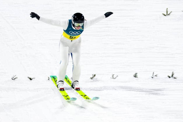 OLYMPICS - Winter Olympic Games, Olympische Spiele, Olympia, OS Milano Cortina 2026 PREDAZZO,ITALY,10.FEB.26 - OLYMPICS, Ski jumping, Skispringen, Ski, nordisch - Winter Olympic Games Milano Cortina 2026, normal hill, mixed team. Image shows Paige Jones (USA).  GEPAxpictures xMatthiasxTrinkl