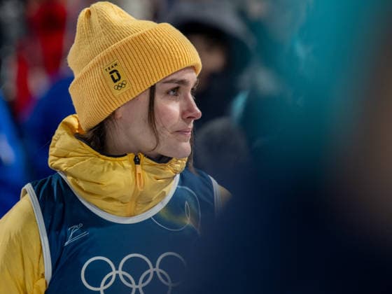 OLYMPICS - Winter Olympic Games, Olympische Spiele, Olympia, OS Milano Cortina 2026 VAL DI FIEMME,ITALY,10.FEB.26 - OLYMPICS, Ski jumping, Skispringen, Ski, nordisch - Winter Olympic Games Milano Cortina 2026, normal hill, mixed team. Image shows the disappointment of Selina Freitag (GER).  GEPAxpictures xOliverxLerch