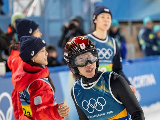 OLYMPICS - Winter Olympic Games, Olympische Spiele, Olympia, OS Milano Cortina 2026 VAL DI FIEMME,ITALY,10.FEB.26 - OLYMPICS, Ski jumping, Skispringen, Ski, nordisch - Winter Olympic Games Milano Cortina 2026, normal hill, mixed team. Image shows Ren Nikaido (JPN).  GEPAxpictures xOliverxLerch